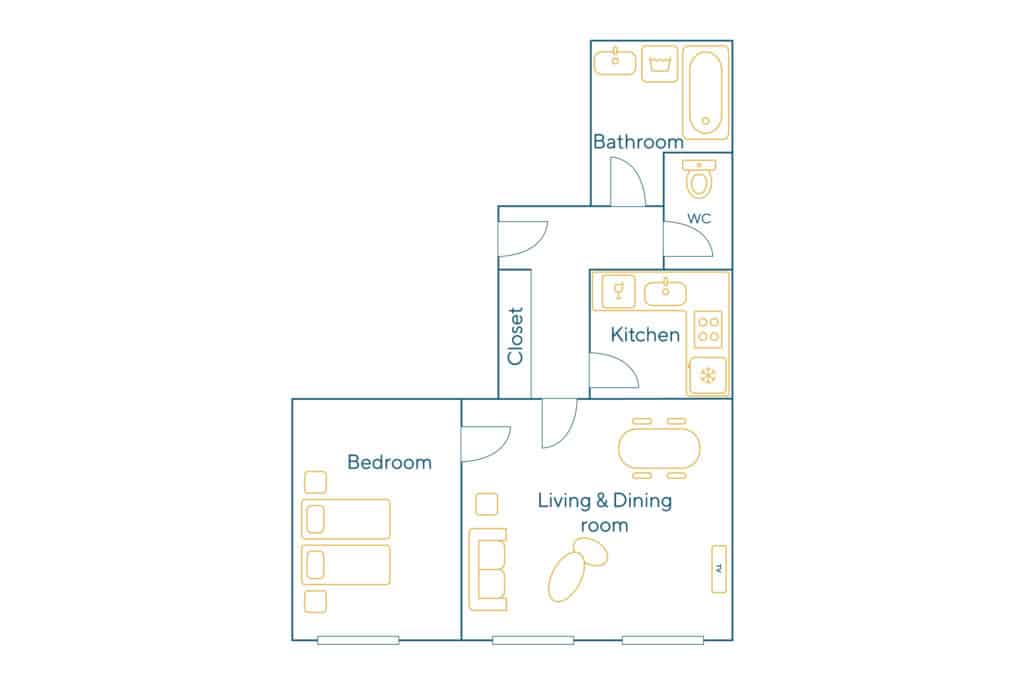 Location Appartement Meublé – 2 pièces – 40 m² – Sentier – Bonne Nouvelle – 75002 Paris – 102162 - non contractuel
