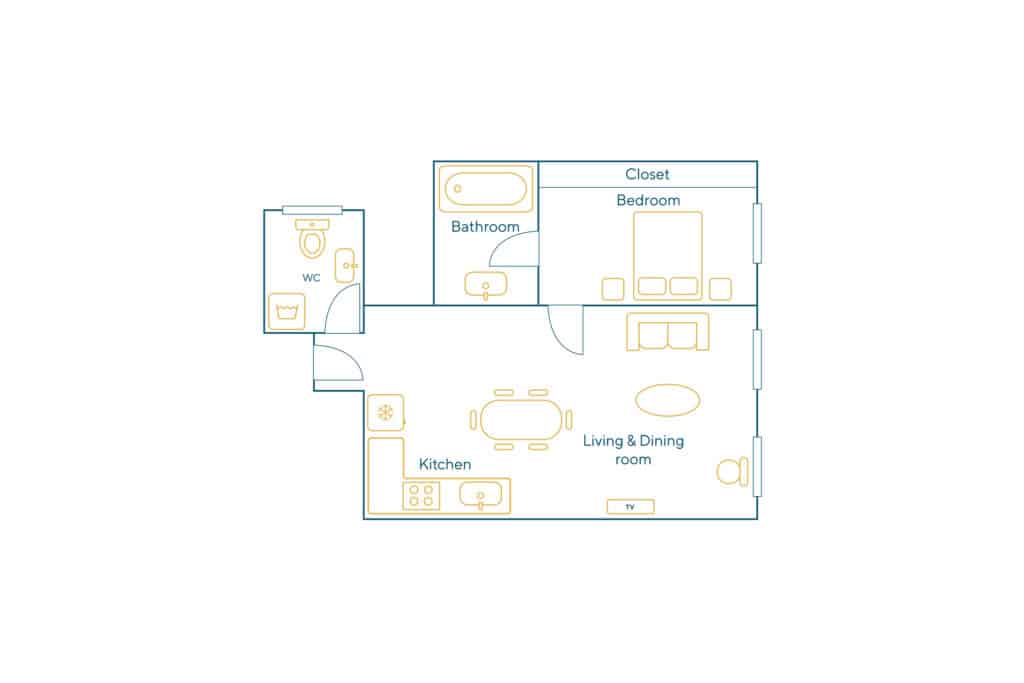 Furnished apartment – 2 rooms – 47 sqm – Elysées – Madeleine – 75008 Paris – 108319 - non contractual