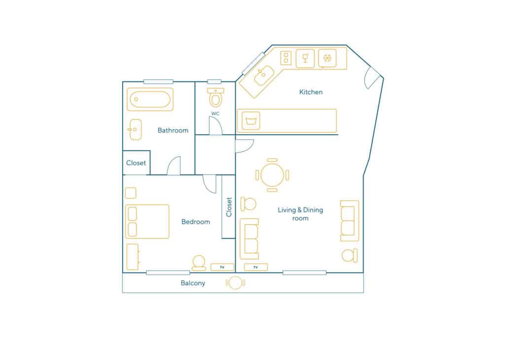 Location Appartement Meublé – 2 pièces – 45 m² – Montparnasse – Maine – 75015 Paris – 115196