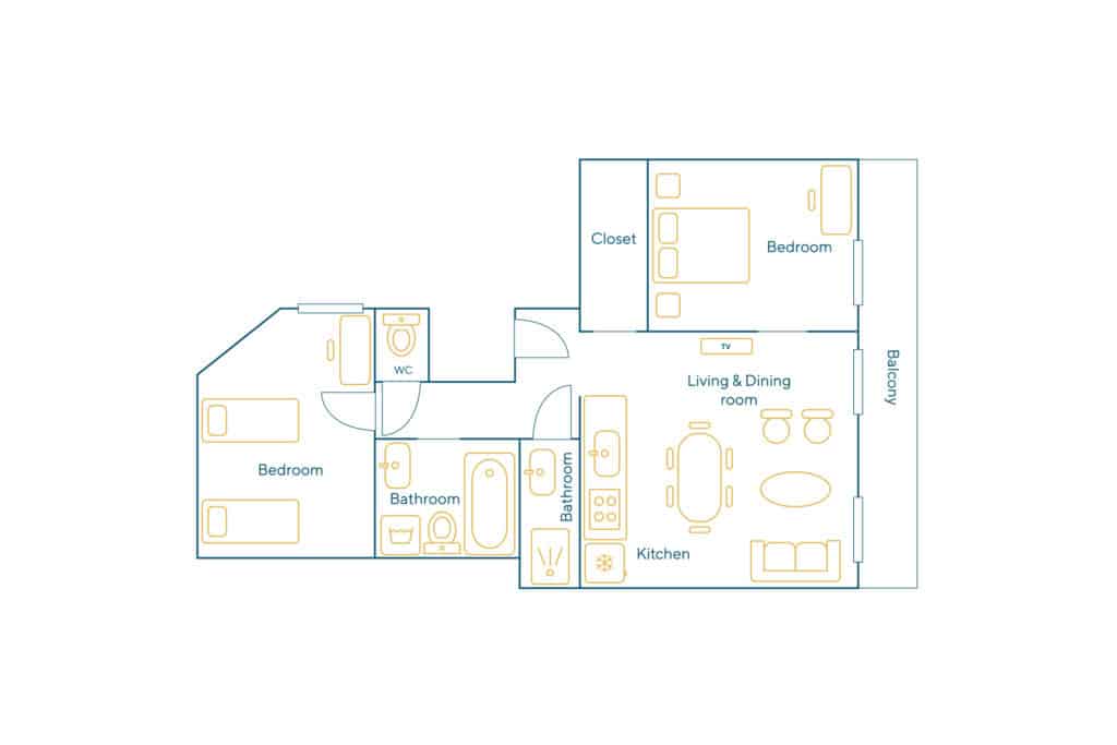 Location Appartement Meublé – 3 pièces – 60 m² – Sentier – Bonne Nouvelle – 75002 Paris – 202200 - non contractuel