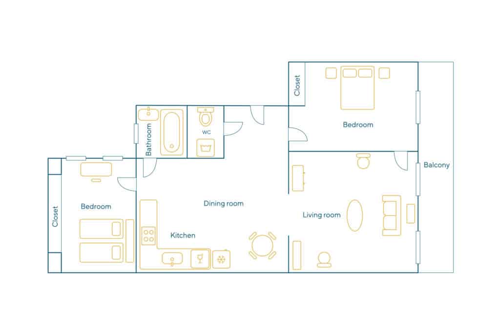 Furnished apartment – 3 rooms – 66 sqm – Batignolles – Fourche – 75008 Paris – 208229 - non contractual