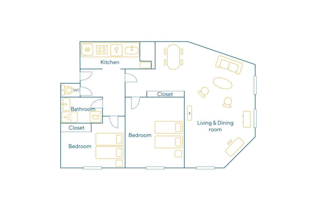 Furnished apartment – 3 rooms – 68 sqm – Champs Elysées – Etoile – 75017 Paris – 217476 - non contractual