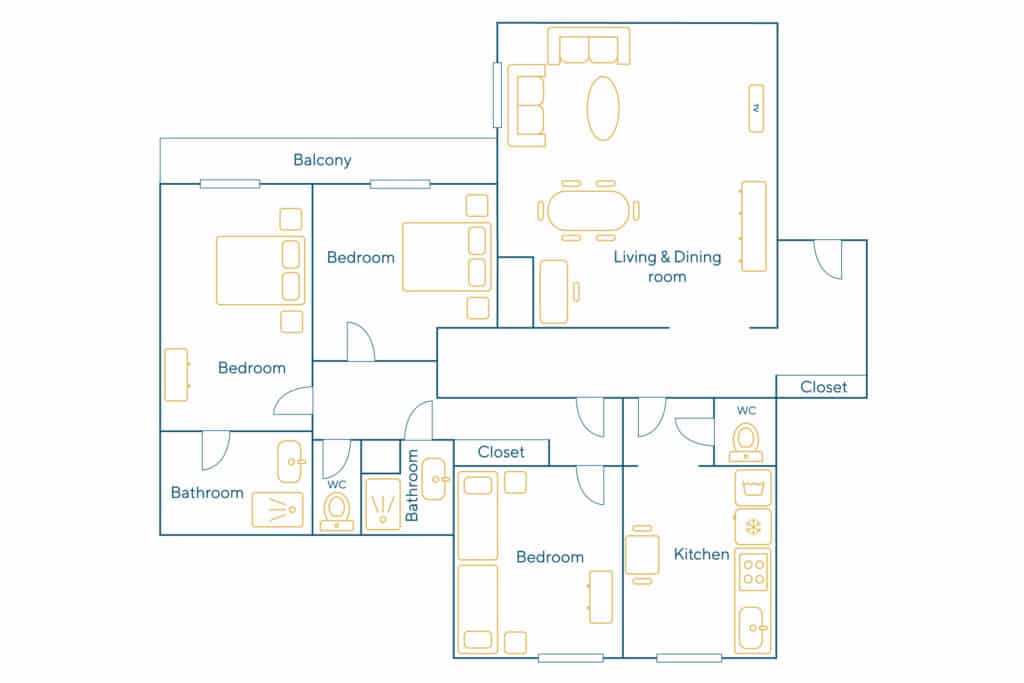 Furnished apartment – 4 rooms – 108 sqm – Denfert Rochereau – Port Royal – 75014 Paris – 314482 - non contractual